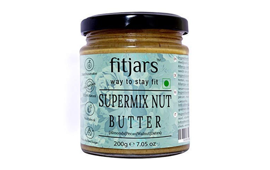 Fitjars Supermix Nut Butter (Almonds, Pecan, Walnut, Dates)   Glass Jar  200 grams
